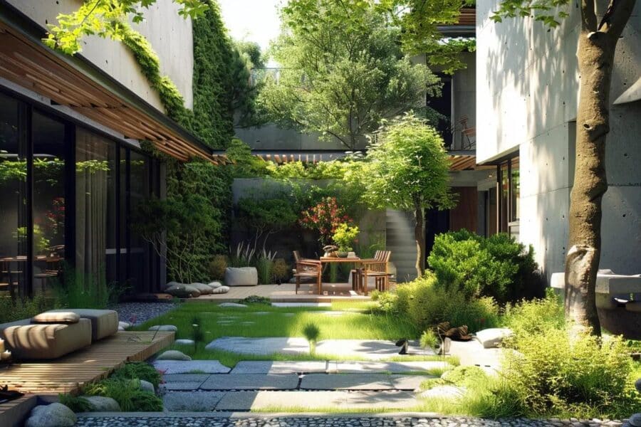 house with nature backyard